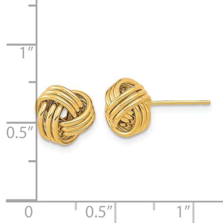 14k 10mm Polished Triple Love Knot Post Earrings