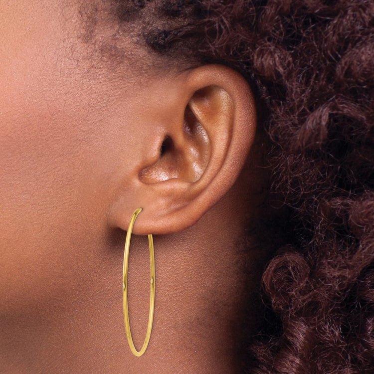 14k 1.2x40mm Polished Endless Tube Hoop Earrings