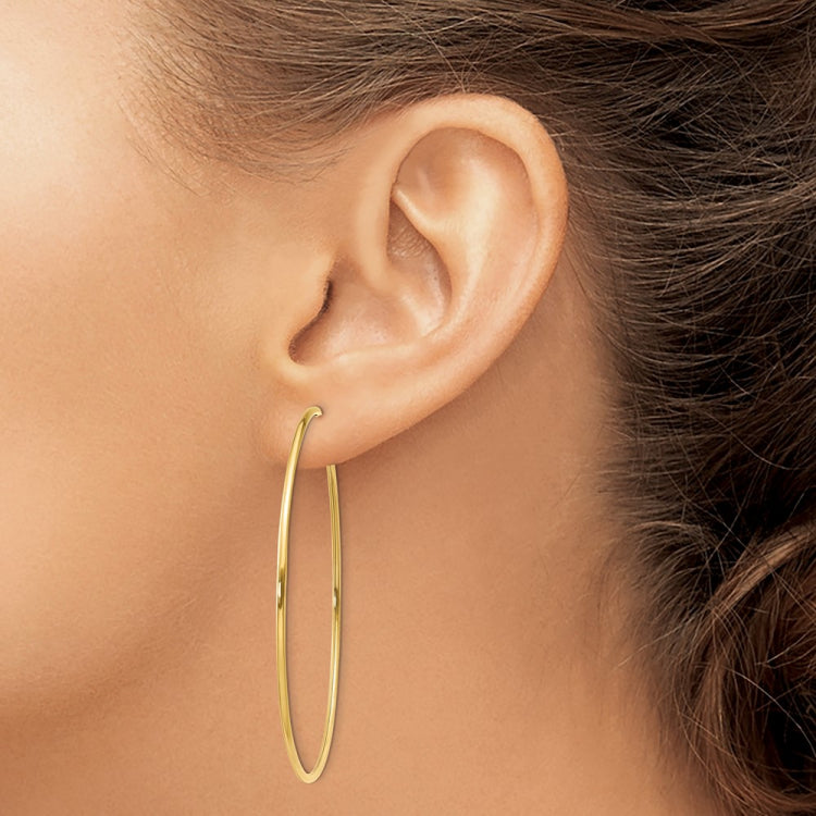 14k 1.2x54mm Polished Endless Tube Hoop Earrings