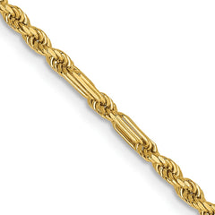 14K 24 inch  2.25mm Diamond-cut Milano Rope with Lobster Clasp Chain