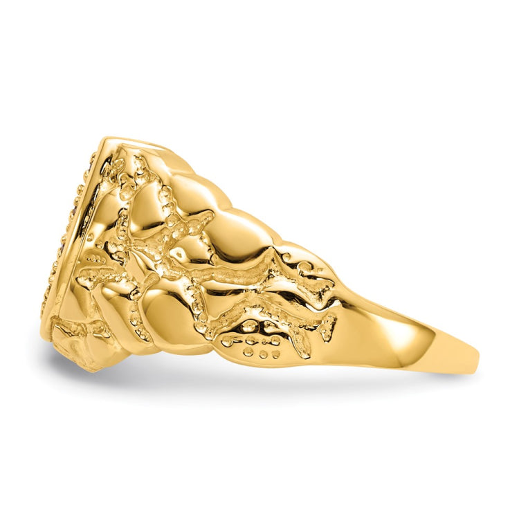 IB Goodman 14k 1/20 carat AA Diamond Mens Horseshoe Nugget Ring