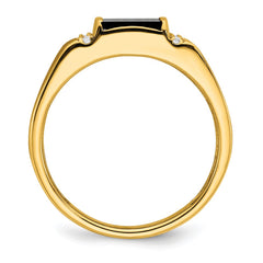 IB Goodman 14k 7mm Square Onyx and 1/8 carat Diamond Mens Ring