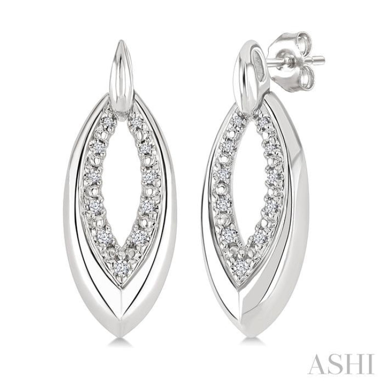 1/10 Ctw Marquise Shape Inner Link Single Cut Diamond Earrings in Sterling Silver