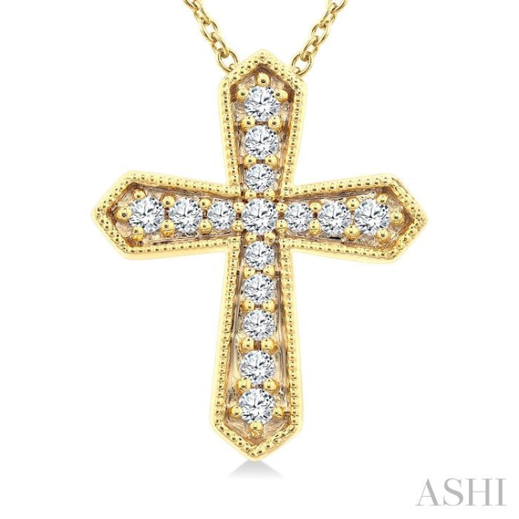 .15CTRD DM PETITE CROSS PD YG 10K-G+CH*