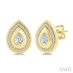 .33CTTWDM PEAR-SHAP ARTDECO ER YG14K-G*