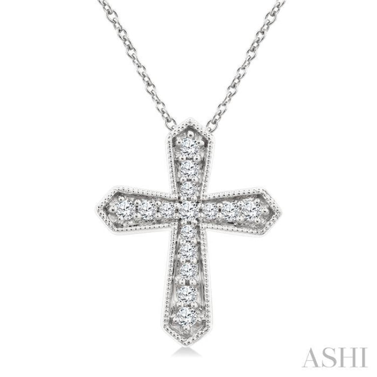 .15CTRD DM PETITE CROSS PD WG 10K-G+CH*