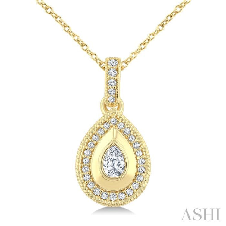 1/4 Ctw Open Window Pear and Round Cut Golden Glow Diamond Fashion Pendant With Chain in 14K Yellow Gold