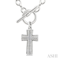 1/20 Ctw Cross Toggle Single Cut Diamond Fashion Necklace in Sterling Silver
