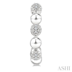 5 MM Bold Bead and 1/10 Ctw Round Cut Diamond Fashion Half Hoop Earrings in Sterling Silver