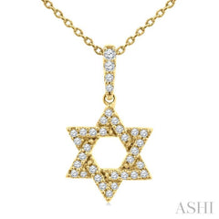 .15CTRDDM STAR OF DAVID PD YG 10K-G+CH*