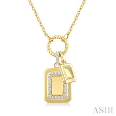 1/6 Ctw Emerald Charm Round Cut Diamond Fashion Pendant With Chain in 10K Yellow Gold