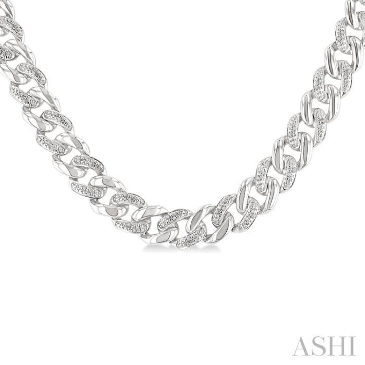 1/4 Ctw Single Cut Diamond Curb & Cuban Necklace in Sterling Silver