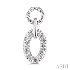 1/10 Ctw Round Cut Diamond Bold Oval Shape Rope Link Earrings in Sterling Silver