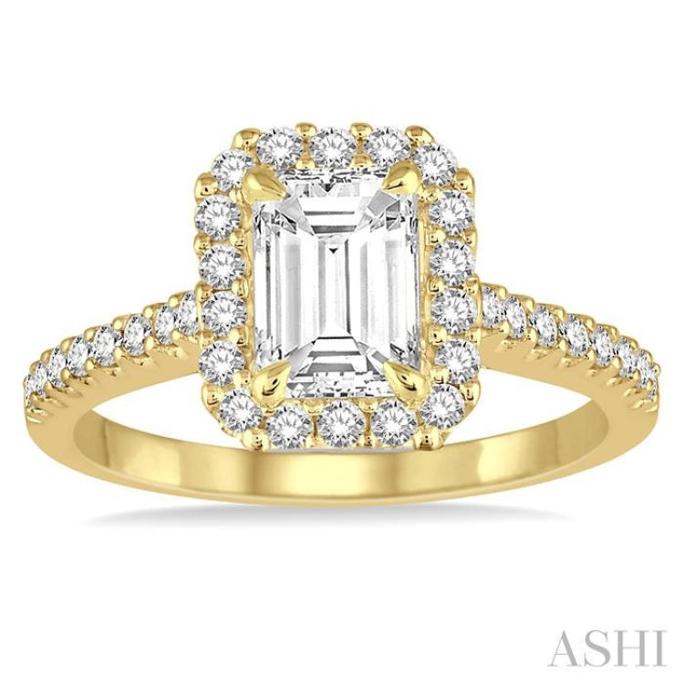 3/8 ctw Round Cut Diamond Semi-Mount Engagement Ring in 14K Yellow Gold