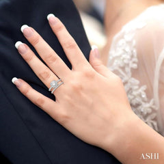 1/2 ctw Diamond Wedding Set With 3/8 ctw Round Cut Engagement Ring and 1/10 ctw Wedding Band in 14K White Gold