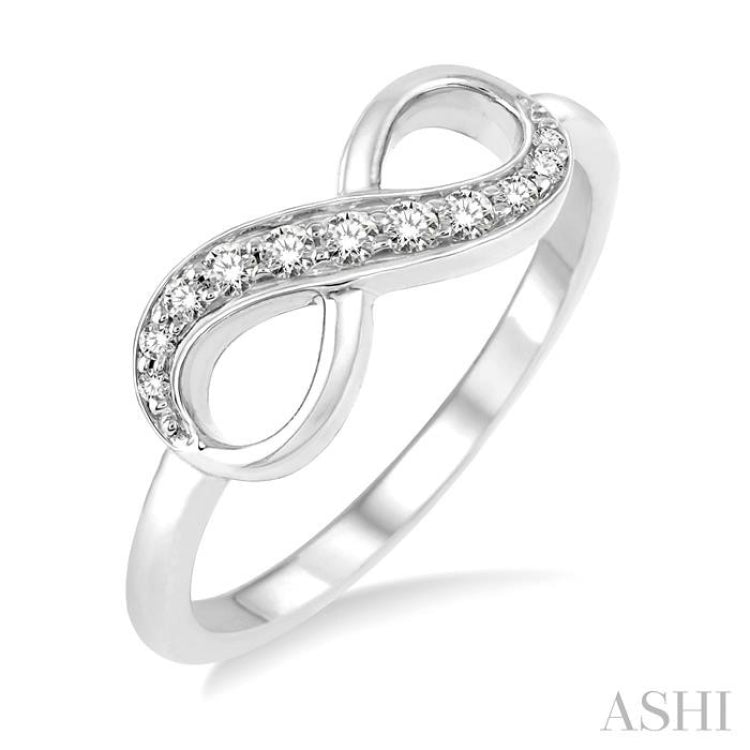 1/6 Ctw Round Cut Diamond Infinity Petite Ring in 14K White Gold