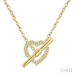 1/10 Ctw Heart Toggle Single Cut Diamond Petite Fashion Necklace in 10K Yellow Gold