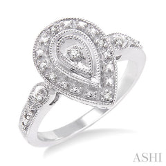 1/20 Ctw Pear Shape Single Cut Diamond Ring in Sterling Silver