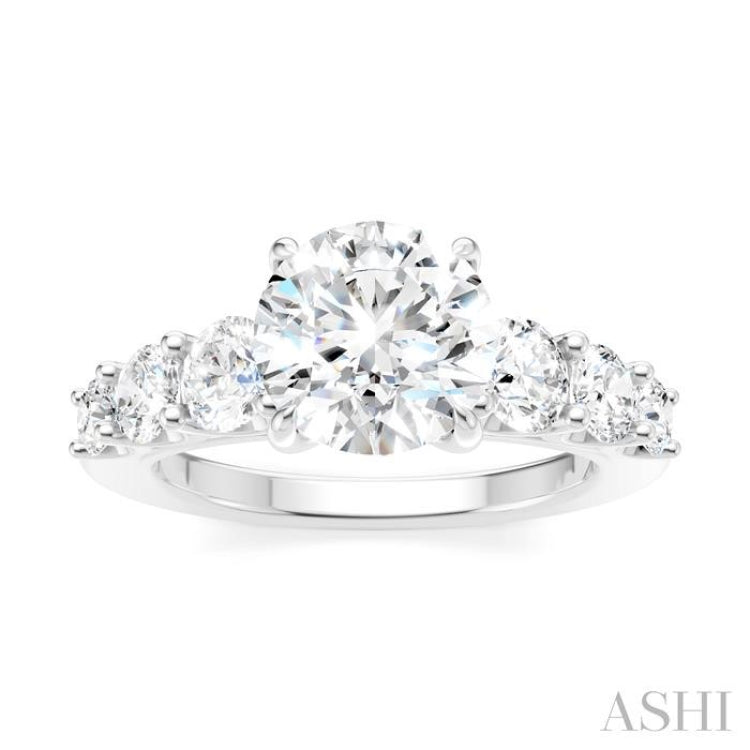 1 1/10 Ctw Round Shape Round Cut Diamond Semi-Mount Engagement Ring in 14K White Gold