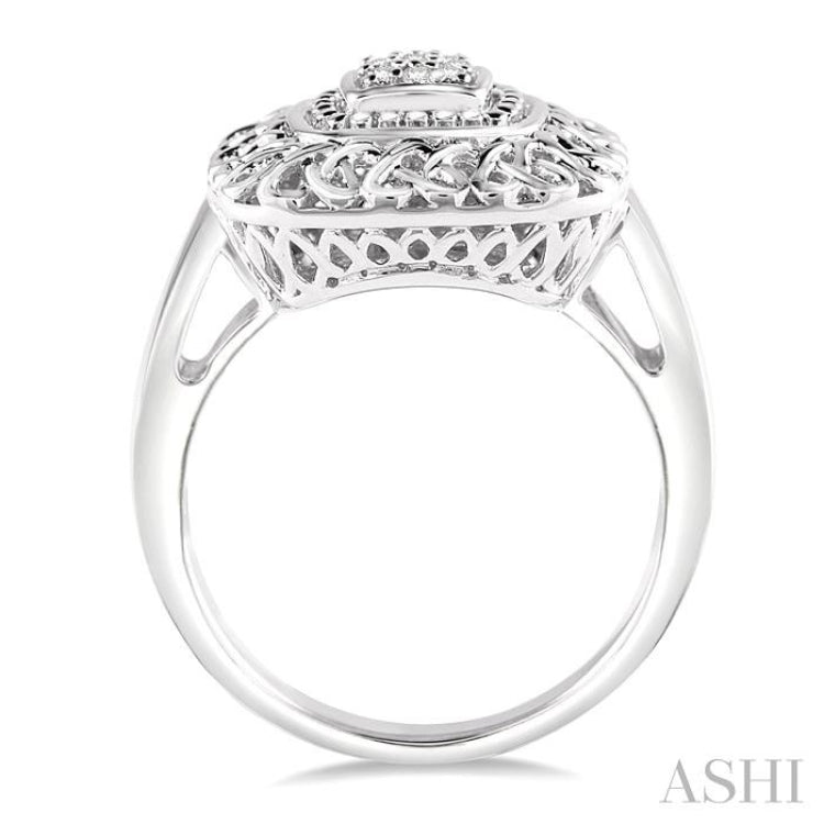 1/20 Ctw Cushion Shape Round Cut Diamond Ring in Sterling Silver