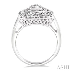 1/20 Ctw Cushion Shape Round Cut Diamond Ring in Sterling Silver