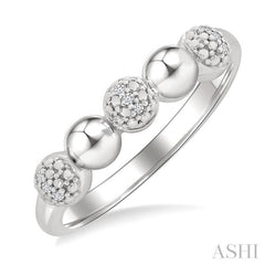 1/20 Ctw Bold Bead Design Single Cut Diamond Fashion Ring in Sterling Silver