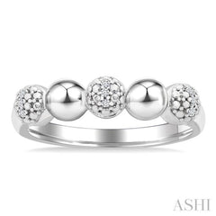 1/20 Ctw Bold Bead Design Single Cut Diamond Fashion Ring in Sterling Silver