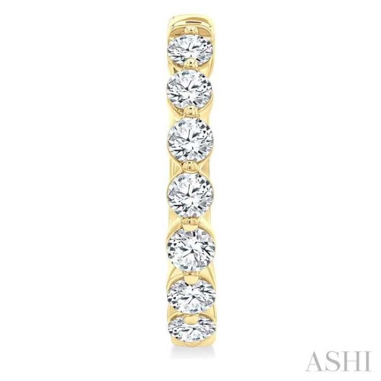 2 Ctw Prong Set Round Cut Diamond Hoop Earrings in 14K Yellow gold