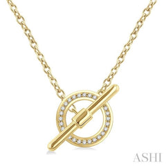1/10 Ctw Circle Toggle Single Cut Diamond Petite Fashion Necklace in 10K Yellow Gold