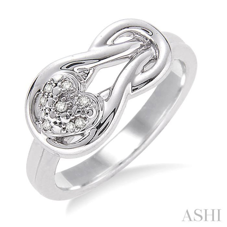 1/50 ctw Heart Shape Single Cut Diamond Fashion Ring in Sterling Silver