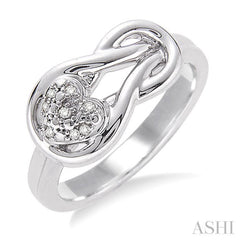 1/50 ctw Heart Shape Single Cut Diamond Fashion Ring in Sterling Silver