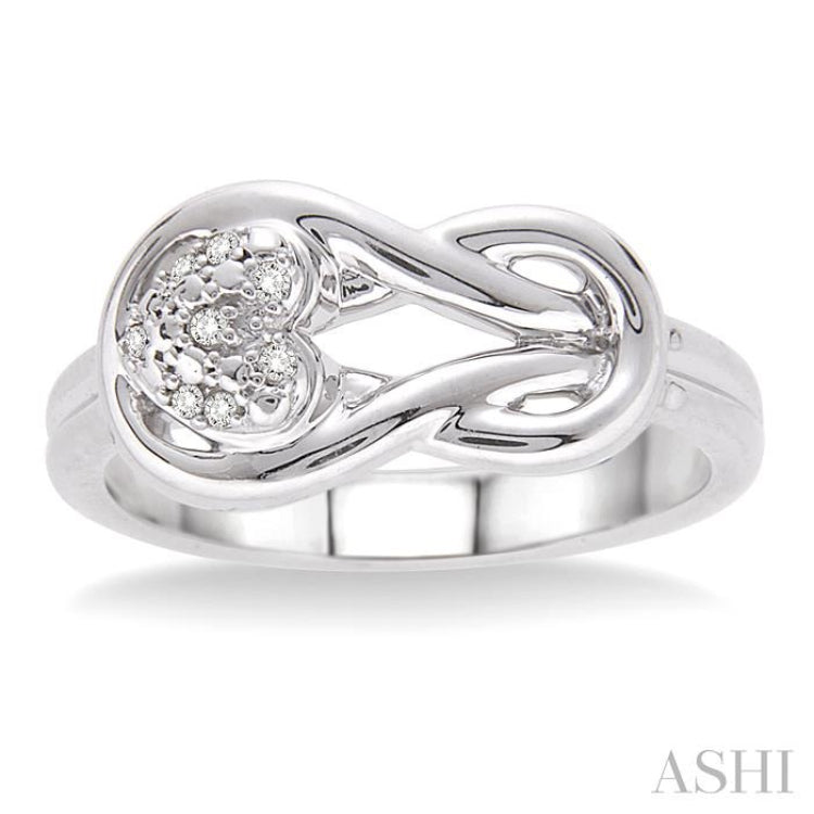 1/50 ctw Heart Shape Single Cut Diamond Fashion Ring in Sterling Silver