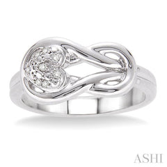 1/50 ctw Heart Shape Single Cut Diamond Fashion Ring in Sterling Silver