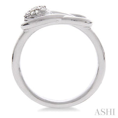 1/50 ctw Heart Shape Single Cut Diamond Fashion Ring in Sterling Silver