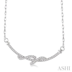 1/4 Ctw Round Cut Diamond Swirl Necklace in 10K White Gold with Chain