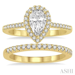 3/4 ctw Diamond Bridal Set with 5/8 ctw Pear Cut Engagement Ring and 1/6 ctw Wedding Band in 14K Yellow Gold