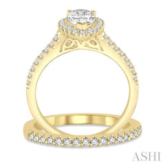 3/4 ctw Diamond Bridal Set with 5/8 ctw Pear Cut Engagement Ring and 1/6 ctw Wedding Band in 14K Yellow Gold