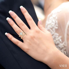 3/4 ctw Diamond Bridal Set with 5/8 ctw Pear Cut Engagement Ring and 1/6 ctw Wedding Band in 14K Yellow Gold