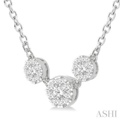 1/3 Ctw 3-Stone Lovebright Round Cut Diamond Necklace in 14K White Gold