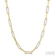 2 Ctw Round Cut Diamond Paperclip Link Necklace in 14K Yellow Gold