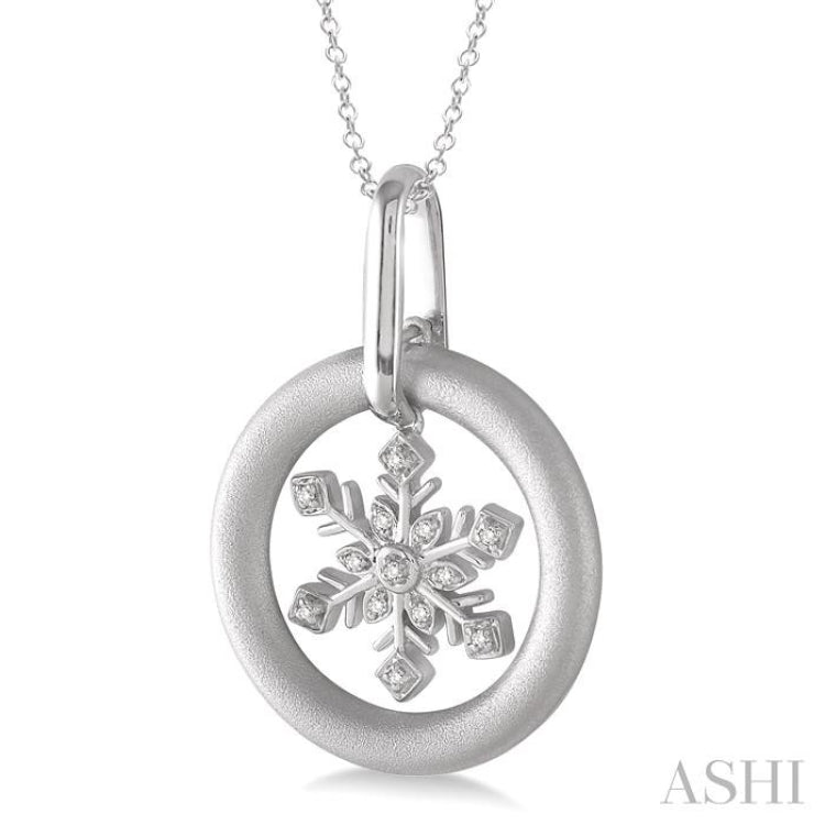 1/20 ctw Single Cut Diamond Snow Flower Pendant in Sterling Silver with Chain