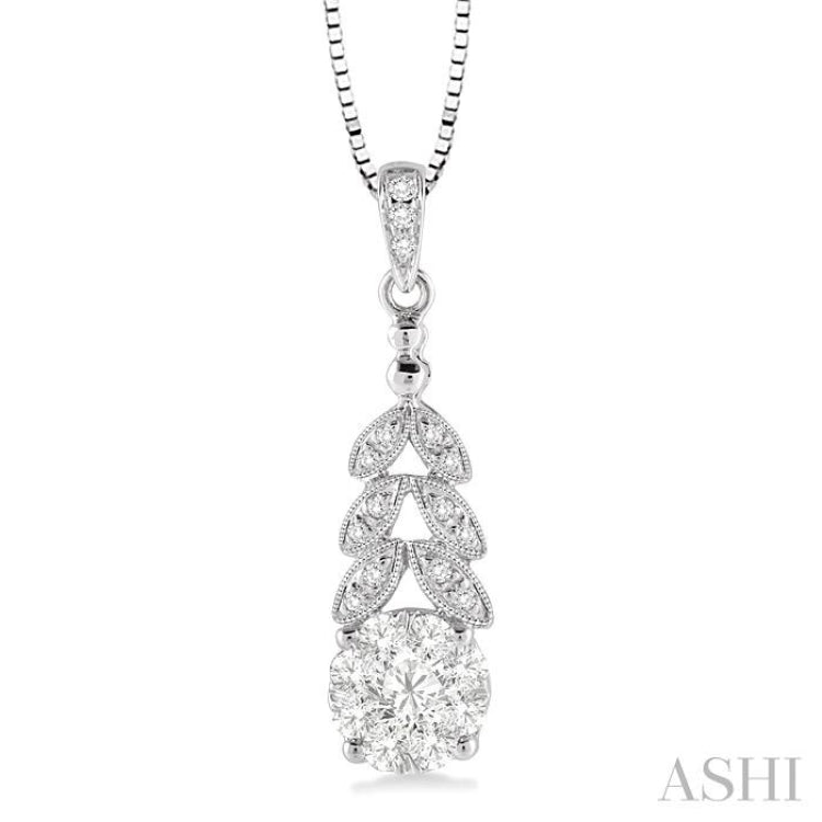 3/8 ctw Lovebright Round Cut Diamond Pendant in 10K White Gold with Chain
