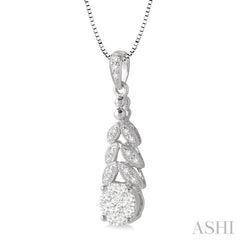 3/8 ctw Lovebright Round Cut Diamond Pendant in 10K White Gold with Chain