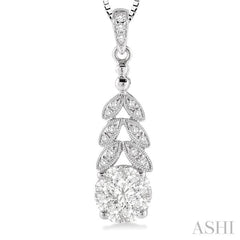 3/8 ctw Lovebright Round Cut Diamond Pendant in 10K White Gold with Chain
