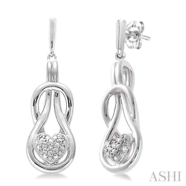 1/50 ctw Heart Shape Single Cut Diamond Fashion Earrings in Sterling Silver