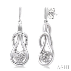 1/50 ctw Heart Shape Single Cut Diamond Fashion Earrings in Sterling Silver