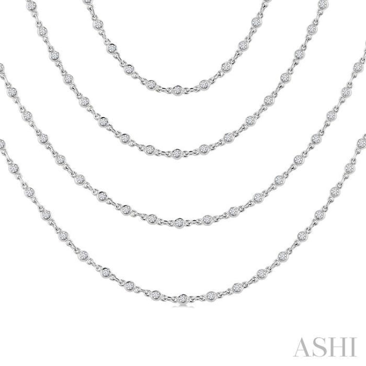 5 1/2 Ctw Bezel Set Round Cut Diamond Layered 60-Inch Necklace in 14K White Gold