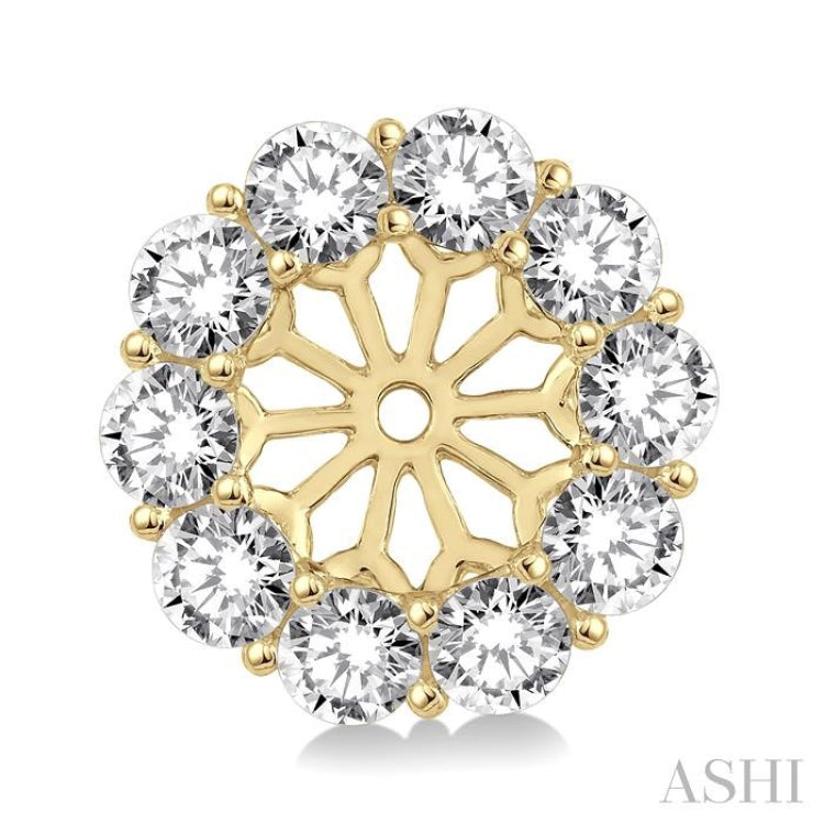 1 ctw Round Cut Diamond Earring Jacket in 14K Yellow Gold