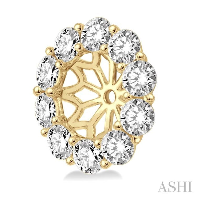 1 ctw Round Cut Diamond Earring Jacket in 14K Yellow Gold