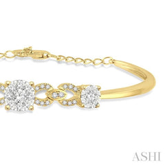 3/4 ctw Round Cut Diamond Lovebright Bracelet in 14K Yellow and White Gold